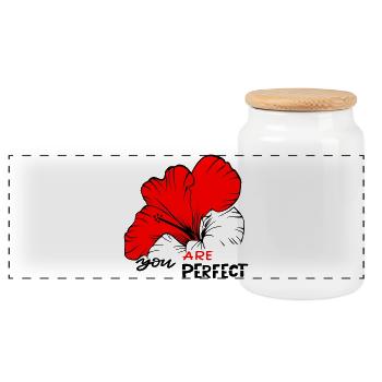 you are perfect - Panorama Keksdose mit Holzdeckel - Weiß - Vorne