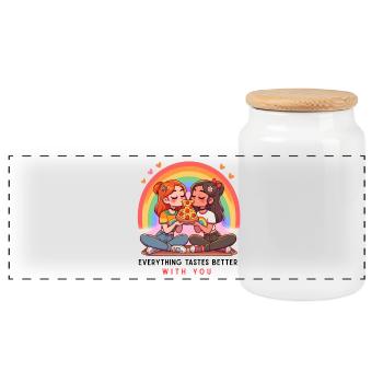 Everything tastes better with you - Panoramic Cookie Jar with Wooden Lid - white - Front