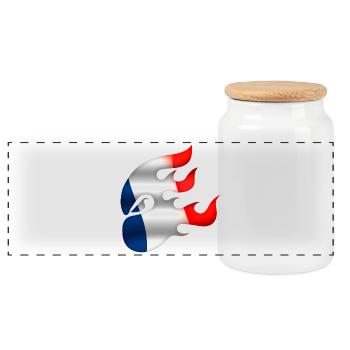 Drapeau de la France - France - Ninja - Boîte à biscuits avec couvercle en bois - blanc - Devant