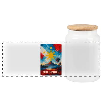 Philippines Landscape Flag Design - Panoramic Cookie Jar with Wooden Lid - white - Front