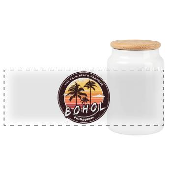 Bohol Philippines Vintage Design - Panoramic Cookie Jar with Wooden Lid - white - Front