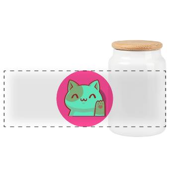 Chibi Kawaii Chat, Porte-bonheur, Po Art Rose - Boîte à biscuits avec couvercle en bois - blanc - Devant