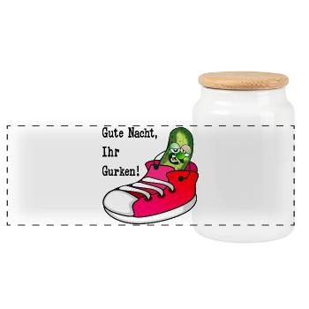 GUTE NACHT SPORTSCHUHE GURKEN - Panorama Keksdose mit Holzdeckel - Weiß - Vorne