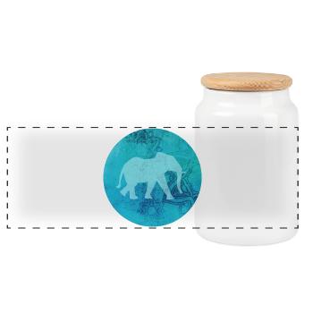 Mandala Elefant Indien Yoga Meditation Energie om - Panorama Keksdose mit Holzdeckel - Weiß - Vorne