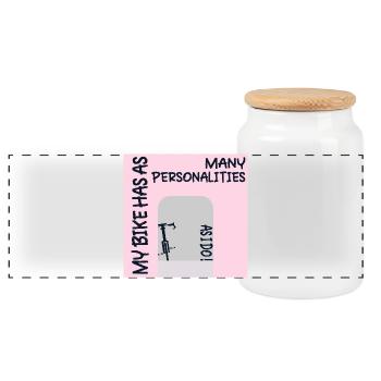FUNNY BIKE PERSONALITY CYCLING - Panoramic Cookie Jar with Wooden Lid - white - Front