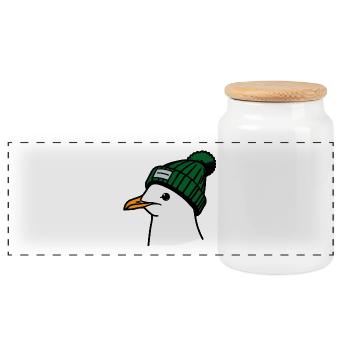 Moin Seagull Beanie Head Baltic Sea Beanie Hamburg Green - Panoramic Cookie Jar with Wooden Lid - white - Front