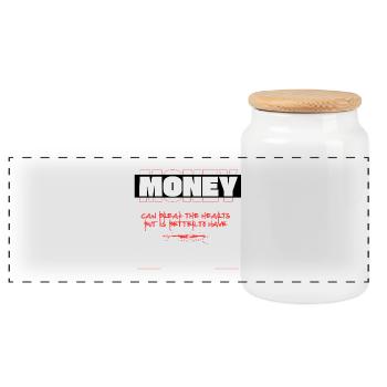 Money Shirt – Better money than lovesickness - Panoramic Cookie Jar with Wooden Lid - white - Front