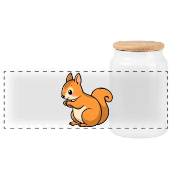 Squirrel - Panoramic Cookie Jar with Wooden Lid - white - Front