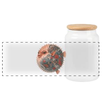 Yakuza Pufferfish – Calme sous pression - Boîte à biscuits avec couvercle en bois - blanc - Devant