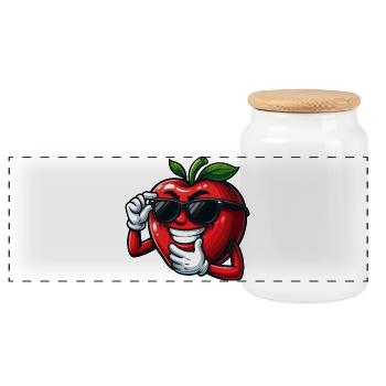 Tomate de dessin animé cool avec des lunettes de soleil plaisir végétal - Boîte à biscuits avec couvercle en bois - blanc - Devant