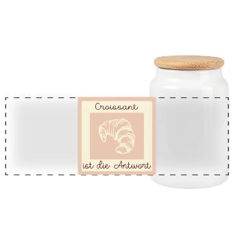 CROISSANT LIEBE ANTWORT - Panorama Keksdose mit Holzdeckel - Weiß - Vorne