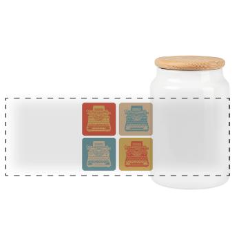 Typewriters Vintage Design - Panoramic Cookie Jar with Wooden Lid - white - Front