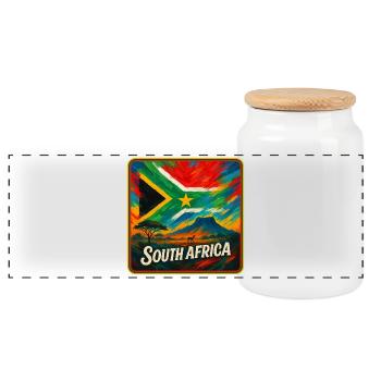 Conception du drapeau de l’Afrique du Sud - Boîte à biscuits avec couvercle en bois - blanc - Devant