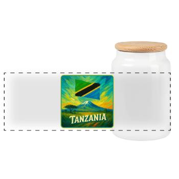 Tanzania Flag Design - Panoramic Cookie Jar with Wooden Lid - white - Front