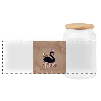 Le cygne noir, reine de l’eau. - Boîte à biscuits avec couvercle en bois - blanc - Devant