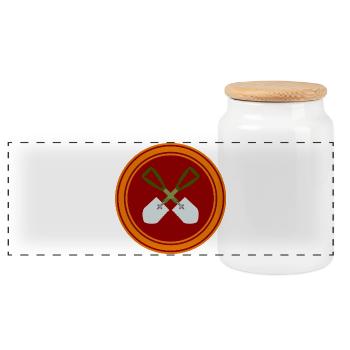 Spade Emblem - Panoramic Cookie Jar with Wooden Lid - white - Front