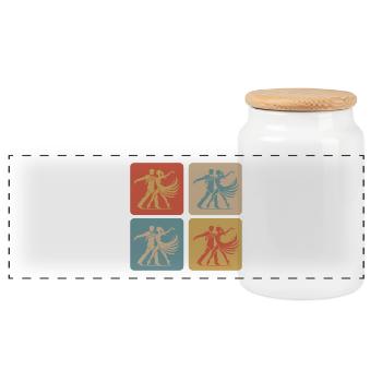 Elegant dancing couple vintage look - Panoramic Cookie Jar with Wooden Lid - white - Front