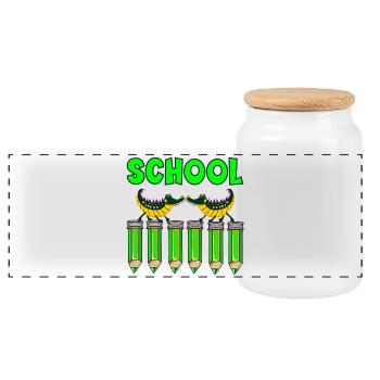 SCHULE BLEISTIFT KINDER ALLIGATOREN - Panorama Keksdose mit Holzdeckel - Weiß - Vorne