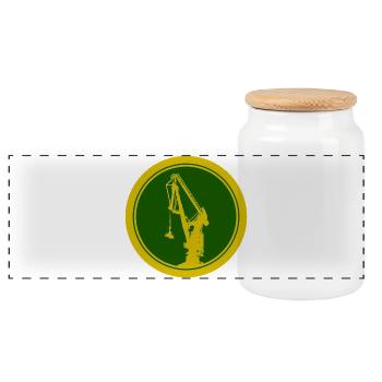 Harbour Crane Silhouette 02 - Panoramic Cookie Jar with Wooden Lid - white - Front