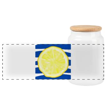 SUMMER FRUITS LEMONS SEA - Panoramic Cookie Jar with Wooden Lid - white - Front