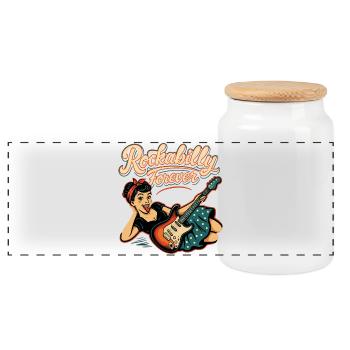 Rockabilly Forever Guitare Electrique Femme Cadeau Années 50 - Boîte à biscuits avec couvercle en bois - blanc - Devant