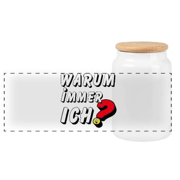Why always I .................... - Panoramic Cookie Jar with Wooden Lid - white - Front