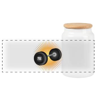 Radiant dumbbell – full of energy for weight training - Panoramic Cookie Jar with Wooden Lid - white - Front