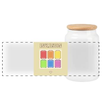 Inklusion Diversit Pride Fiert Koffer - Panorama Keksdose mit Holzdeckel - Weiß - Vorne