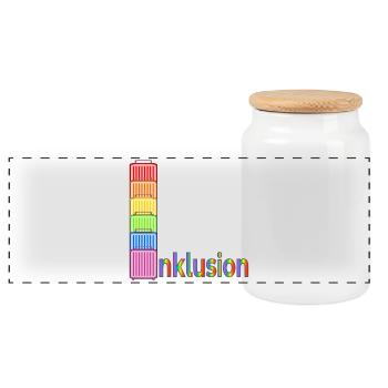 INKLUSION VIELFALT REGENBOGEN REISEKOFFER - Panorama Keksdose mit Holzdeckel - Weiß - Vorne