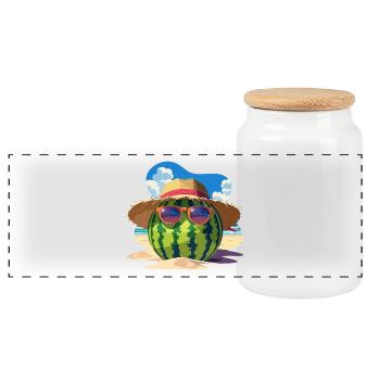 Pastèque été cool douceur sur la plage - Boîte à biscuits avec couvercle en bois - blanc - Devant