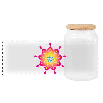 Yoga Stern Ornament Indien Mandala Meditation om - Panorama Keksdose mit Holzdeckel - Weiß - Vorne