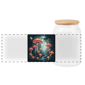 Mushroom Forest - Panorama Keksdose mit Holzdeckel - Weiß - Vorne