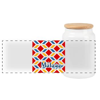 Malaga street walls 2 - Panoramic Cookie Jar with Wooden Lid - white - Front