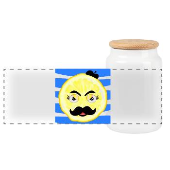 Dad Mustache - Father Beard - Panoramic Cookie Jar with Wooden Lid - white - Front