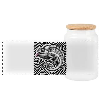 Chamäleon Psychedelisches Labyrinth Kunst - Panorama Keksdose mit Holzdeckel - Weiß - Vorne