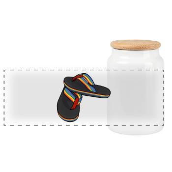 Tongs arc-en-ciel des années 70, 80 et 90 Vintage - Boîte à biscuits avec couvercle en bois - blanc - Devant
