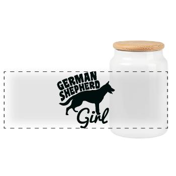 Deutscher Schäferhund Mädchen - Panorama Keksdose mit Holzdeckel - Weiß - Vorne
