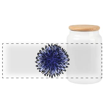 Blaue Distelblume - Panorama Keksdose mit Holzdeckel - Weiß - Vorne