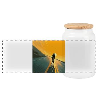 Kette rechts – Probleme links liegen lassen - Panorama Keksdose mit Holzdeckel - Weiß - Vorne