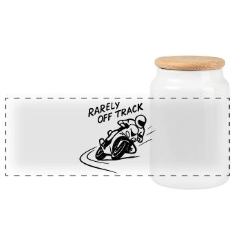 rarely off track - Panoramic Cookie Jar with Wooden Lid - white - Front