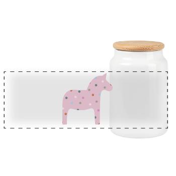 Dalapferd Punkte Dots skandinavisch Deko skandi - Panorama Keksdose mit Holzdeckel - Weiß - Vorne