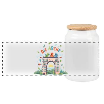L’Arche de la Joie - Boîte à biscuits avec couvercle en bois - blanc - Devant