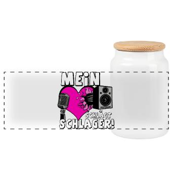 Schlager Party , Schlager Music , Schlager Heart... - Panoramic Cookie Jar with Wooden Lid - white - Front