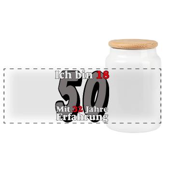 50 years of experience ........................... - Panoramic Cookie Jar with Wooden Lid - white - Front