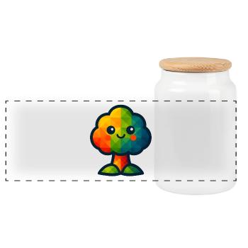 WPAP Polygon Kawaii Style Baby Toy Tree - Panoramic Cookie Jar with Wooden Lid - white - Front