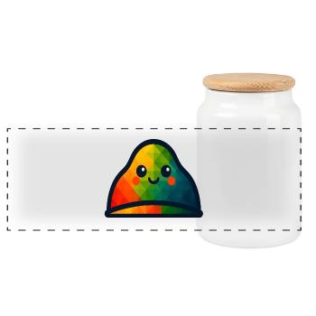WPAP Polygon Kawaii Style Baby Toy Hat - Panoramic Cookie Jar with Wooden Lid - white - Front