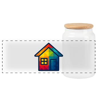 WPAP Polygon Kawaii Style Baby Toy House - Panoramic Cookie Jar with Wooden Lid - white - Front