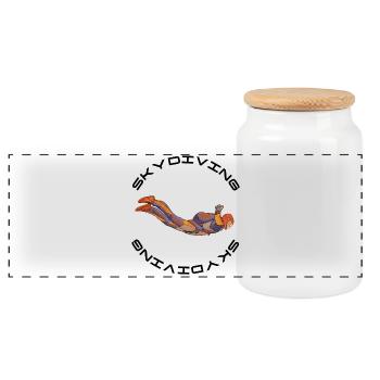 Parachutiste - Boîte à biscuits avec couvercle en bois - blanc - Devant