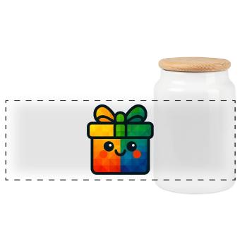 WPAP Polygon Kawaii Style Baby Toy Gift - Panoramic Cookie Jar with Wooden Lid - white - Front