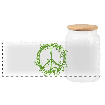 Von der Natur inspiriertes Friedenssymbol-Design - Panorama Keksdose mit Holzdeckel - Weiß - Vorne